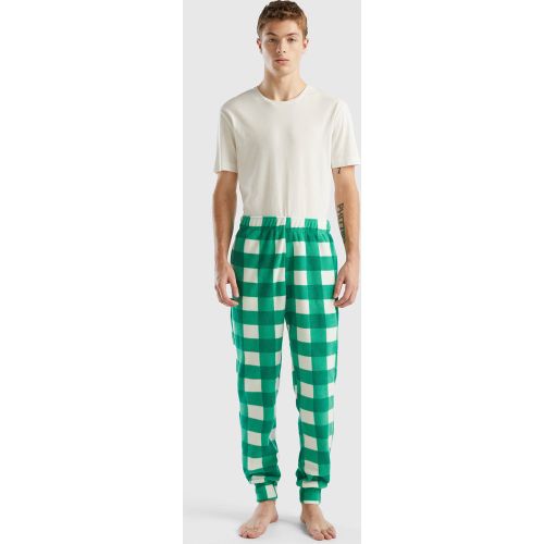 Benetton, Pantalon À Carreaux En Polaire, taille L, Vert - United Colors of Benetton - Modalova