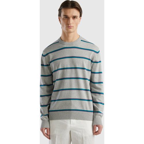 Benetton, Pull Rayé 100 % Coton, taille XXL, Gris Clair - United Colors of Benetton - Modalova