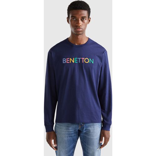 Benetton, T-shirt À Manches Longues En Coton Bio, taille M, Bleu Foncé - United Colors of Benetton - Modalova