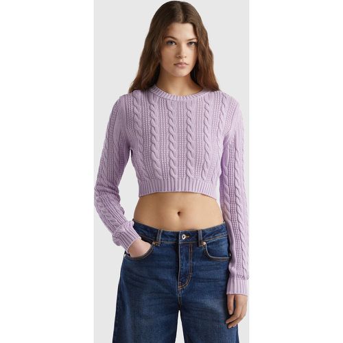 Benetton, Pull Court Torsadé, taille L-XL, Lilas - United Colors of Benetton - Modalova