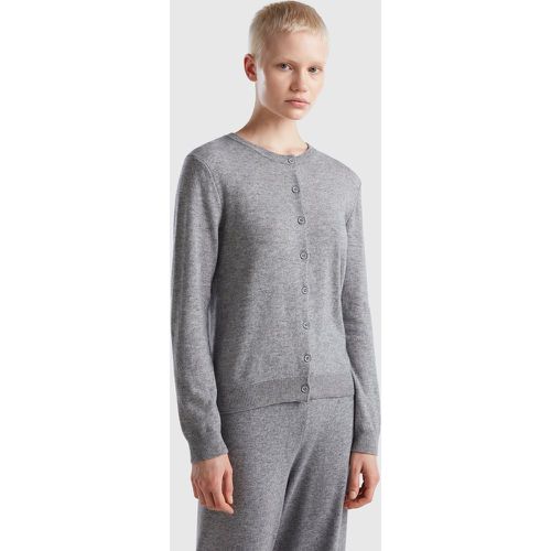 Benetton, Gilet Gris Clair En Mélange De Laine Et De Cachemire, taille L, Gris Clair - United Colors of Benetton - Modalova