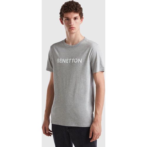 Benetton, T-shirt Gris En Coton Bio À Imprimé Logo, taille XXL, Gris Clair - United Colors of Benetton - Modalova