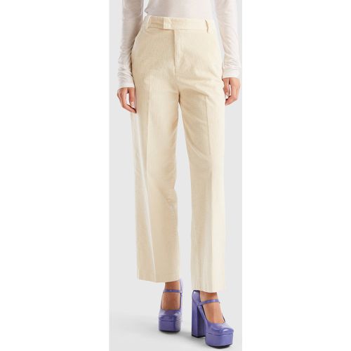 Benetton, Pantalon Droit En Velours À Bords-côtes, taille 42, Crème - United Colors of Benetton - Modalova