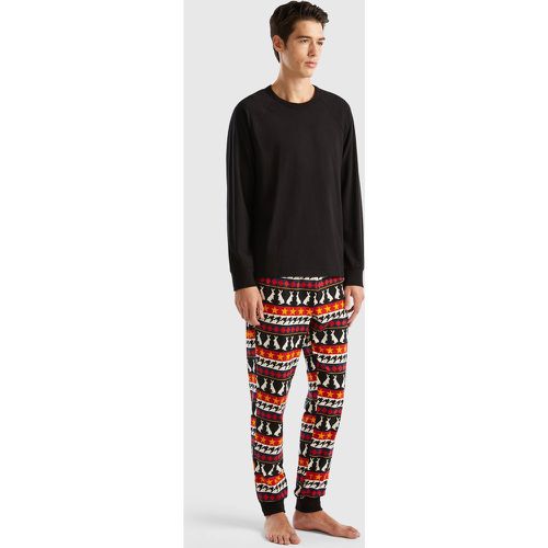 Benetton, Pyjama En Coton Chaud Stretch, taille L, Noir - United Colors of Benetton - Modalova