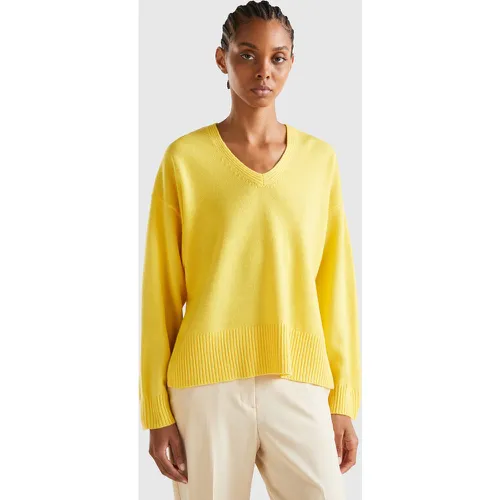 Benetton, Pull Col V Over Fit, taille M-L, Jaune - United Colors of Benetton - Modalova