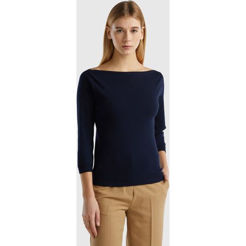 Benetton Online exclusive, Pull 100 % Coton À Encolure Bateau, taille XL, Bleu Foncé - United Colors of Benetton - Modalova