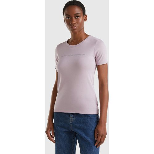 Benetton, T-shirt 100% Coton Avec Logo Imprimé Pailleté, taille XS, Lilas - United Colors of Benetton - Modalova