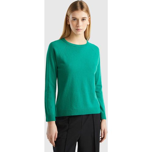 Benetton, Pull Vert Jade À Col Rond En Mélange De Laine Et De Cachemire, taille M, Bleu Vert - United Colors of Benetton - Modalova