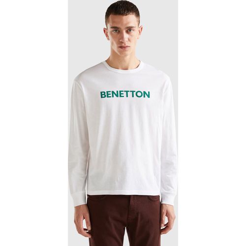 Benetton, T-shirt À Manches Longues En Coton Bio, taille M, Blanc - United Colors of Benetton - Modalova