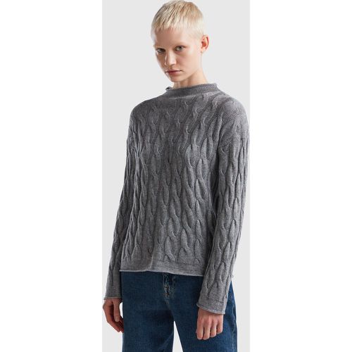 Benetton, Pull Avec Torsades, taille M, Gris Clair - United Colors of Benetton - Modalova