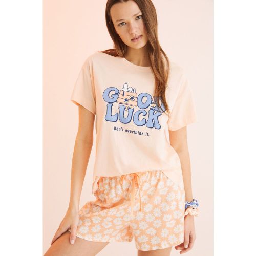 Pyjama court 100 % coton snoopy orange - Women'secret - Modalova