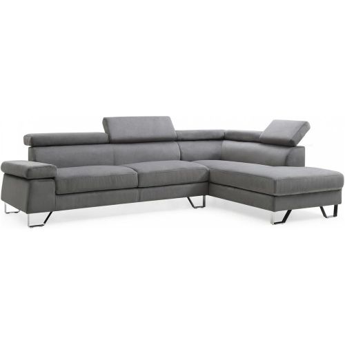 Canapé d'angle avec têtières relevables Velours - 3S. x Home - Modalova