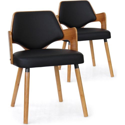 Lot de 2 chaises scandinaves bois naturel et MADI - 3S. x Home - Modalova