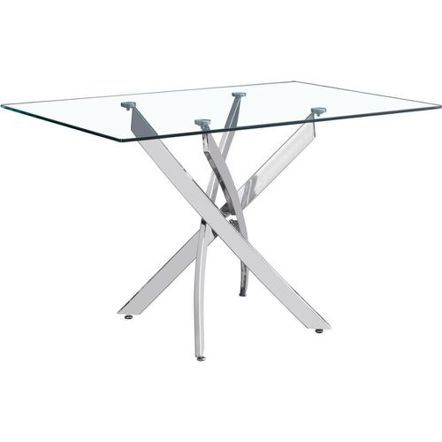 Table de repas rectangle 130cm pieds en métal chrome et plateau en verre ROMI - 3S. x Home - Modalova