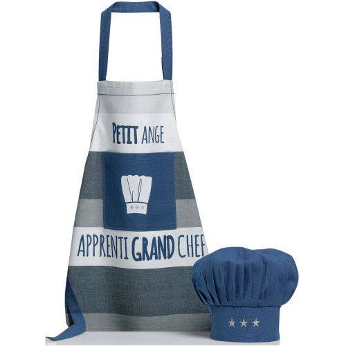 Lot composé Tablier de cuisine et Toque Petit ange Indigo 52 x 63 - Maison Vivaraise - Modalova