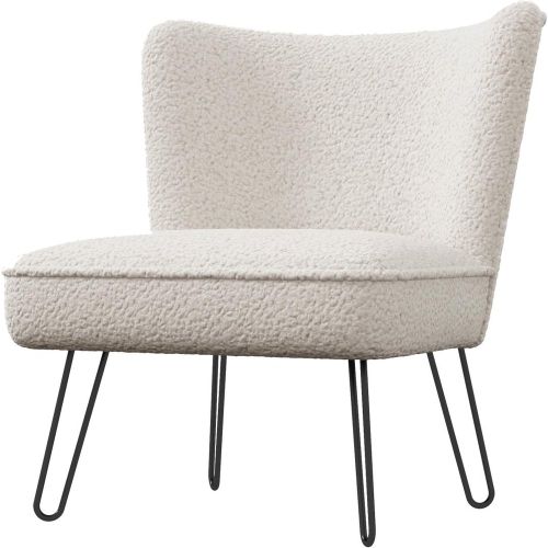 Fauteuil lounge en tissu bouclette Ecru et pieds métal noir - 3S. x Home - Modalova