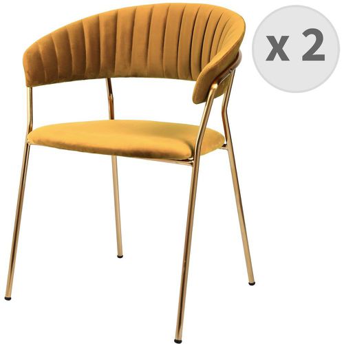 Lot de 2 chaises Contemporain avec accoudoirs en velours Moutarde et métal doré - 3S. x Home - Modalova