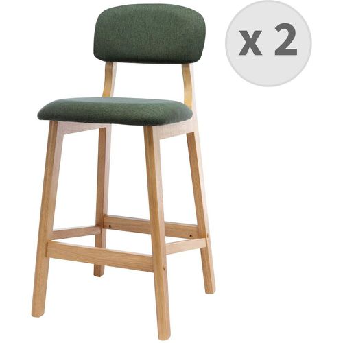Lot de 2 chaises de bar Scandicraft en tissu Sauge et bois massif - 3S. x Home - Modalova