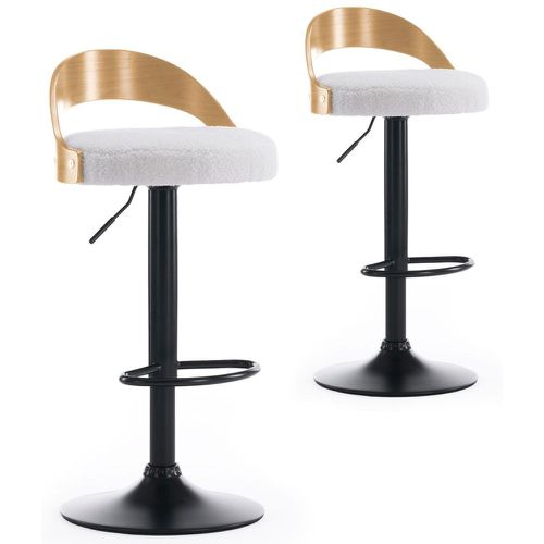 Lot de 2 chaises de bar Yoggi Bois Chêne clair et Tissu bouclette Crème - 3S. x Home - Modalova