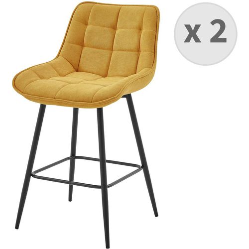 Lot de 2 fauteuils de bar en tissu Moutarde et métal noir - 3S. x Home - Modalova