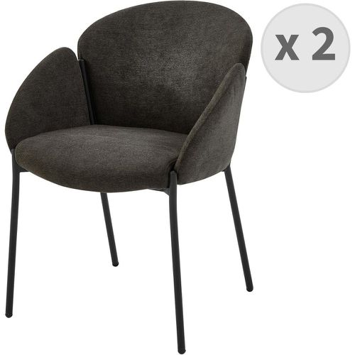Lot de 2 fauteuils de table en tissu chevron souris et métal noir - 3S. x Home - Modalova