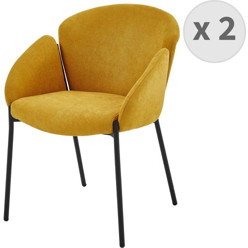 Lot de 2 fauteuils de table en tissu chevrons Moutarde et métal noir - 3S. x Home - Modalova
