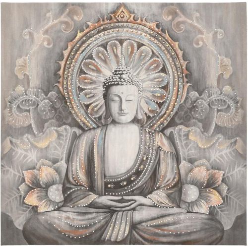 Toile imprimée Bouddha, bois et métal, 58 x 58 cm - 3S. x Home - Modalova