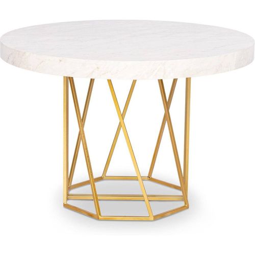 Table ronde extensible Yasmina Effet Marbre et pieds Or - 3S. x Home - Modalova