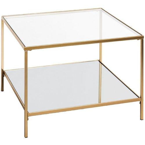 Grande table d'appoint carrée acier laqué d? et plateaux miroir et verre trempé - 3S. x Home - Modalova