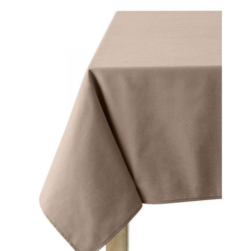 Nappe ronde unie en coton, traitée Teflon, Made in France, CAMBRAI, taupe - Coucke - Modalova