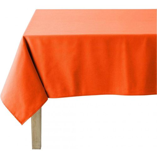 Nappe ronde unie en coton, traitée Teflon, Made in France, CAMBRAI, orange - Coucke - Modalova