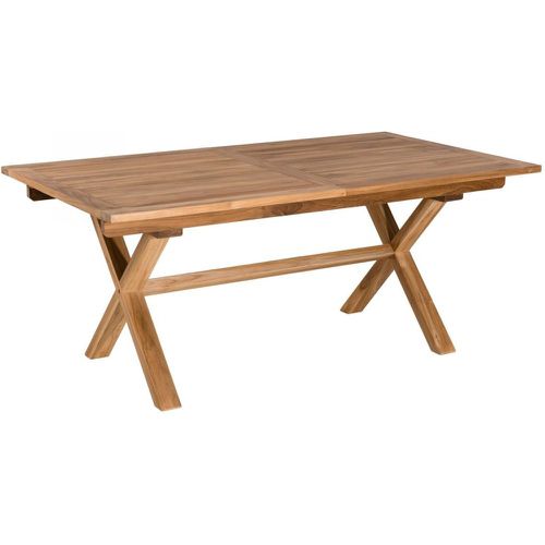 Table de jardin 8/10 personnes - rectangulaire pieds croisés extensible 180/240x100 cm en bois Teck - Macabane - Modalova