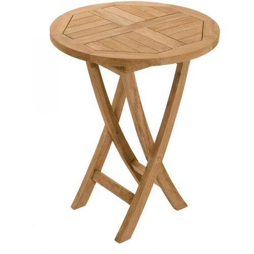 Table de jardin 2 personnes, ronde pliante 60 x 60 cm en bois Teck - Macabane - Modalova