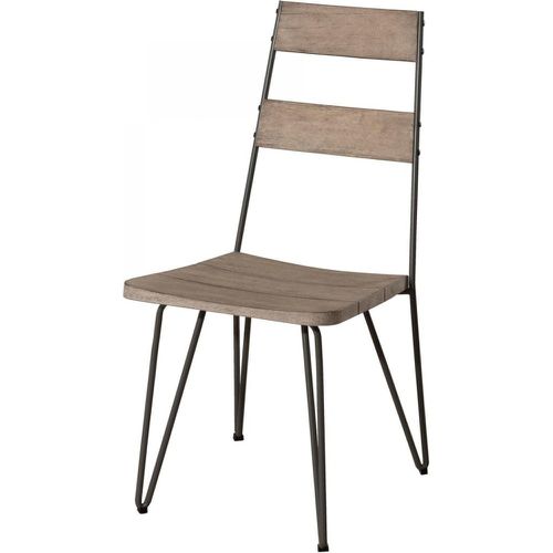 Ensemble de 2 chaises de jardin scandinaves en bois Teck teinté grisé et métal - Macabane - Modalova