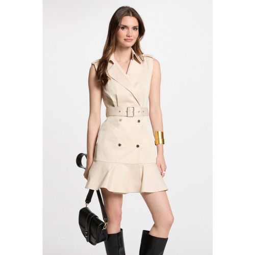 Robe courte portefeuille creme en coton - Morgan - Modalova