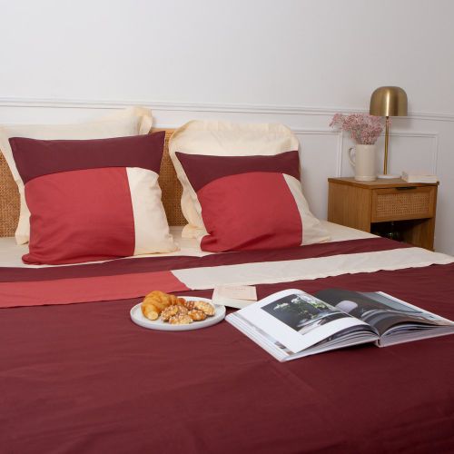 Drap plat en coton TRIO-Terracotta - 3S. x Collection (Nos Imprimés) - Modalova