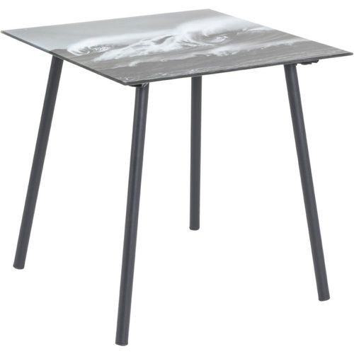 Table d'appoint imprimée de motif vague avec plateau en Verre trempé et en tube d'acier laqué - 3S. x Home - Modalova