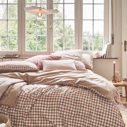 Housse de couette imprimée en percale de coton, Made in France, VICHY , Dune - Essix - Modalova