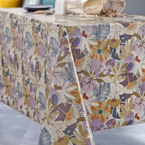 Nappe ronde 140 cm GRAPHIC JUNGLE TOILE CIREE - Calitex - Modalova
