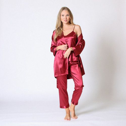 Ensemble pyjama satin et déshabillié Rouge - Midnight Lingerie - Modalova