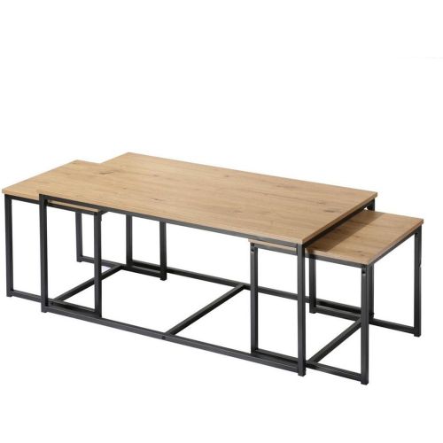 Lot de 3 tables basses gigognes en bois - Calicosy - Modalova