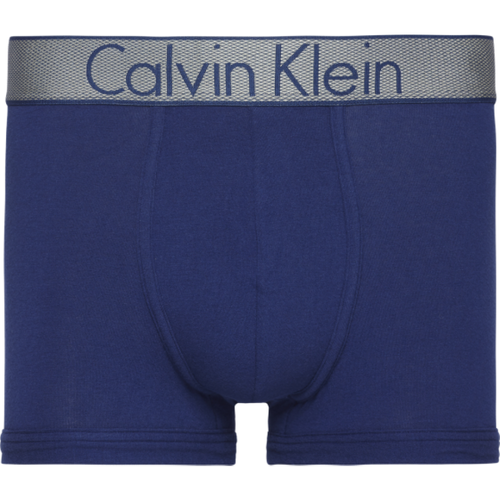 Boxer en Coton Stretch - Ceinture Siglée Bleu - Calvin Klein Underwear - Modalova