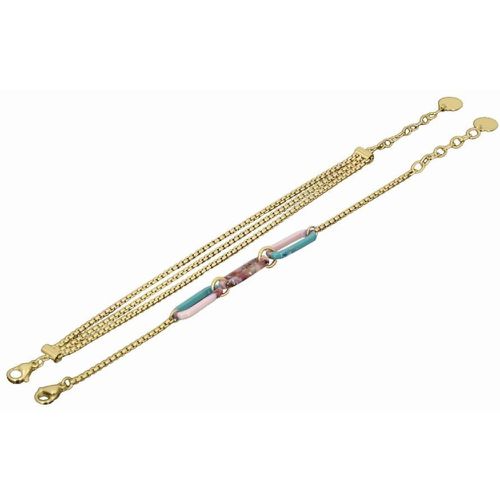 Bracelet Boheme Acier Multi Chaines 16+3 cm Et Résine - Clyda Bijoux - Modalova