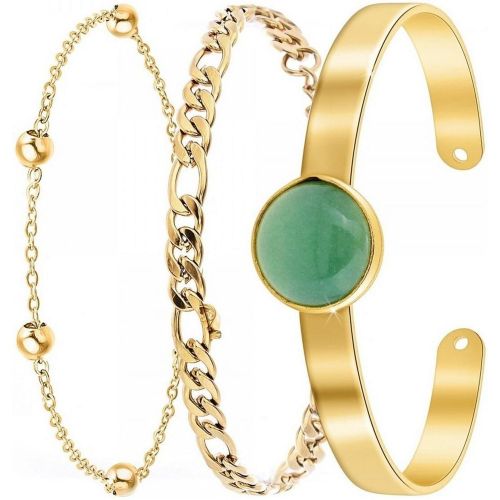 Bracelet B2371-DORE+B2384-DORE+B2494-VERT - Angèle M Bijoux - Modalova