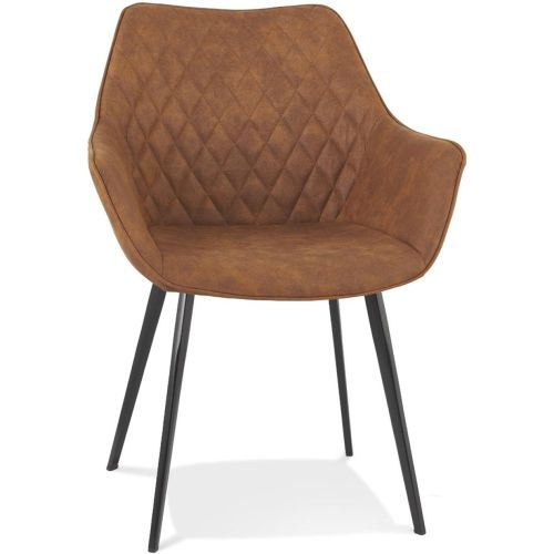 Chaise avec accoudoirs 'CHIGI' gaufrée en microfibre et pieds en métal - ALTEREGO - Modalova
