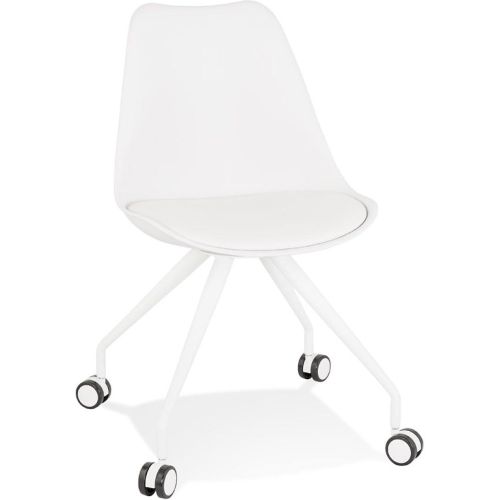 Chaise de bureau sur roulettes 'SKIN' blanche avec structure en métal - ALTEREGO - Modalova