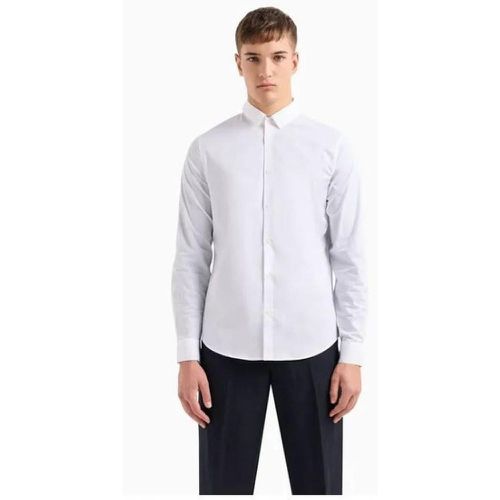 Chemise en coton regular fit blanc - Armani Exchange - Modalova