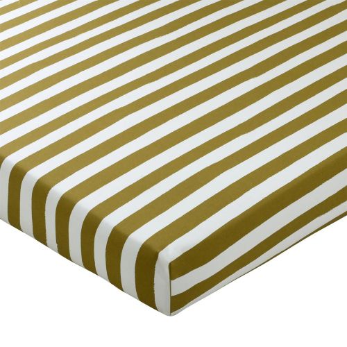 Drap-housse motif tulipes et rayures MARTIKA ocre - Becquet - Modalova