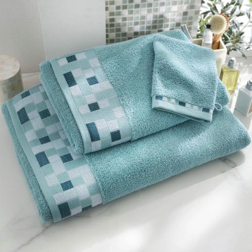 Serviette de toilette, drap de bain en coton MOSAIQUA aqua - Becquet - Modalova