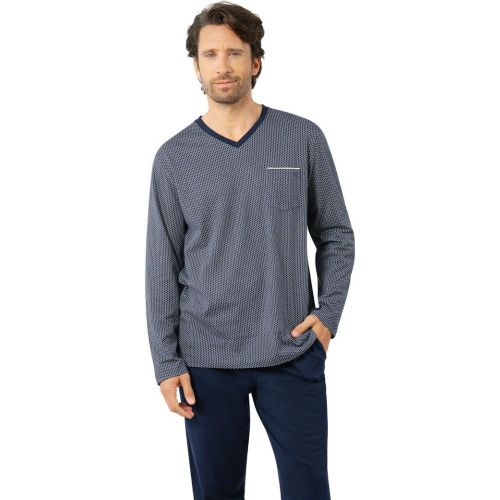 Pyjama long col V Business en coton - Eminence - Modalova